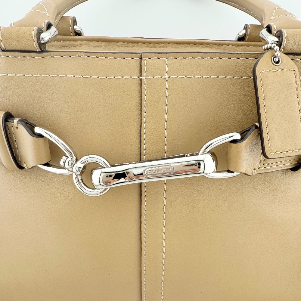 Coach Hampton Leather Satchel Handbag Purse Tan Camel F11199 - Picture 7 of 16
